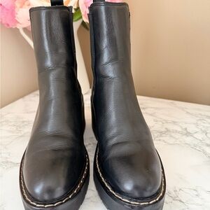 Sam Edelman Black Leather Platform Ankle Boots